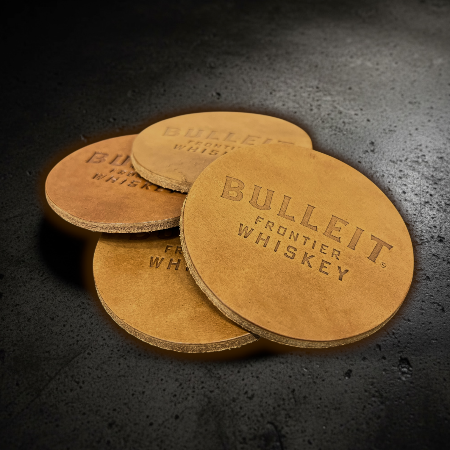 Round Branded Leather Coasters