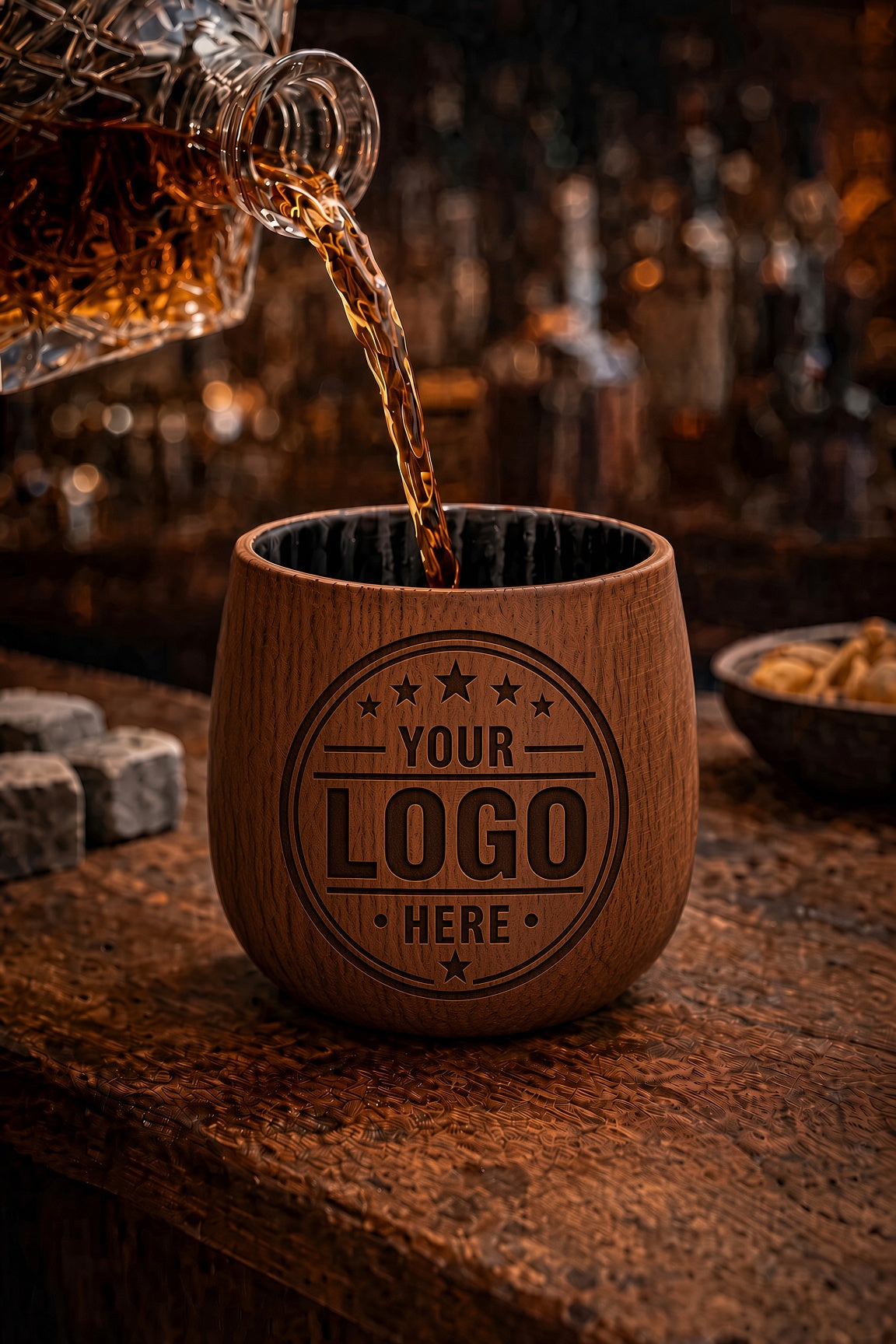 Charred Oak Whiskey Cup with Custom Logo