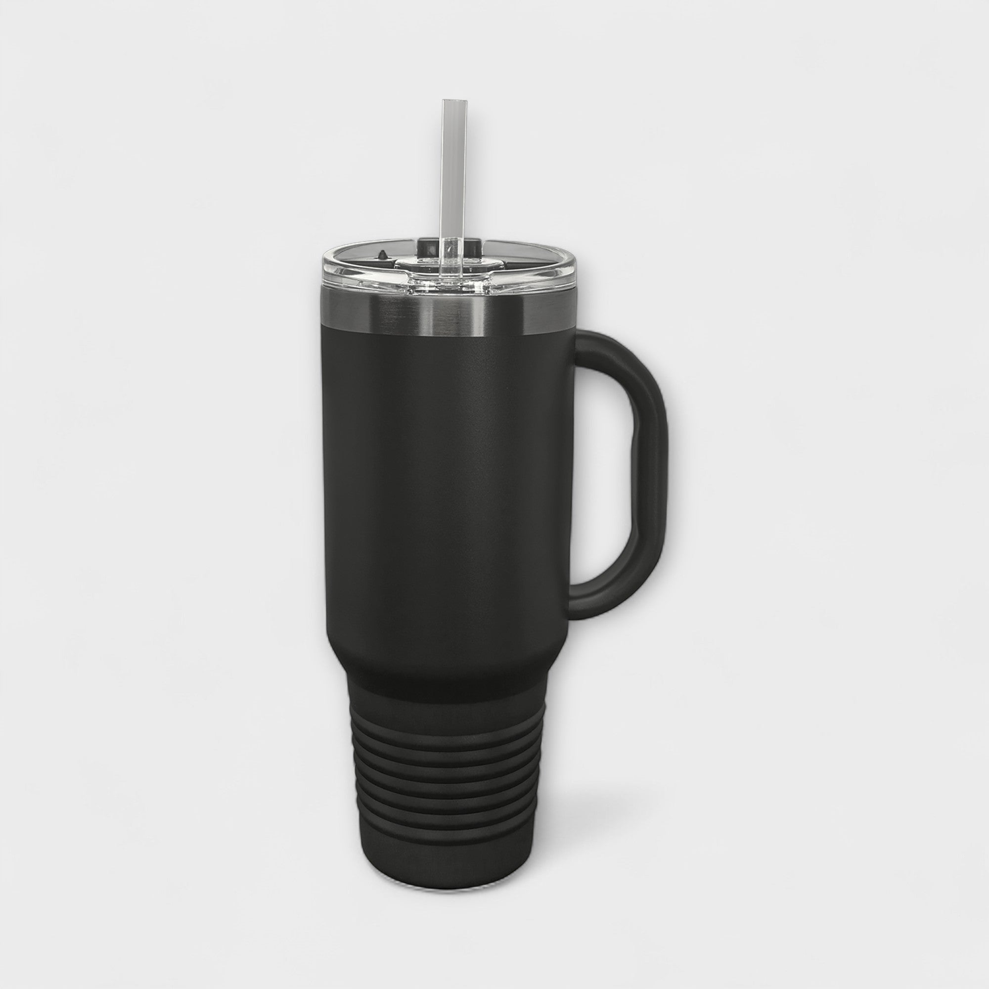 Black 40 oz Tumbler with Handle with Ghost Black Ring