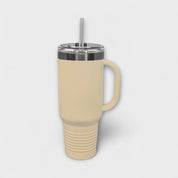 Warm Sand 40 oz Tumbler with Handle with Ghost Black Ring 