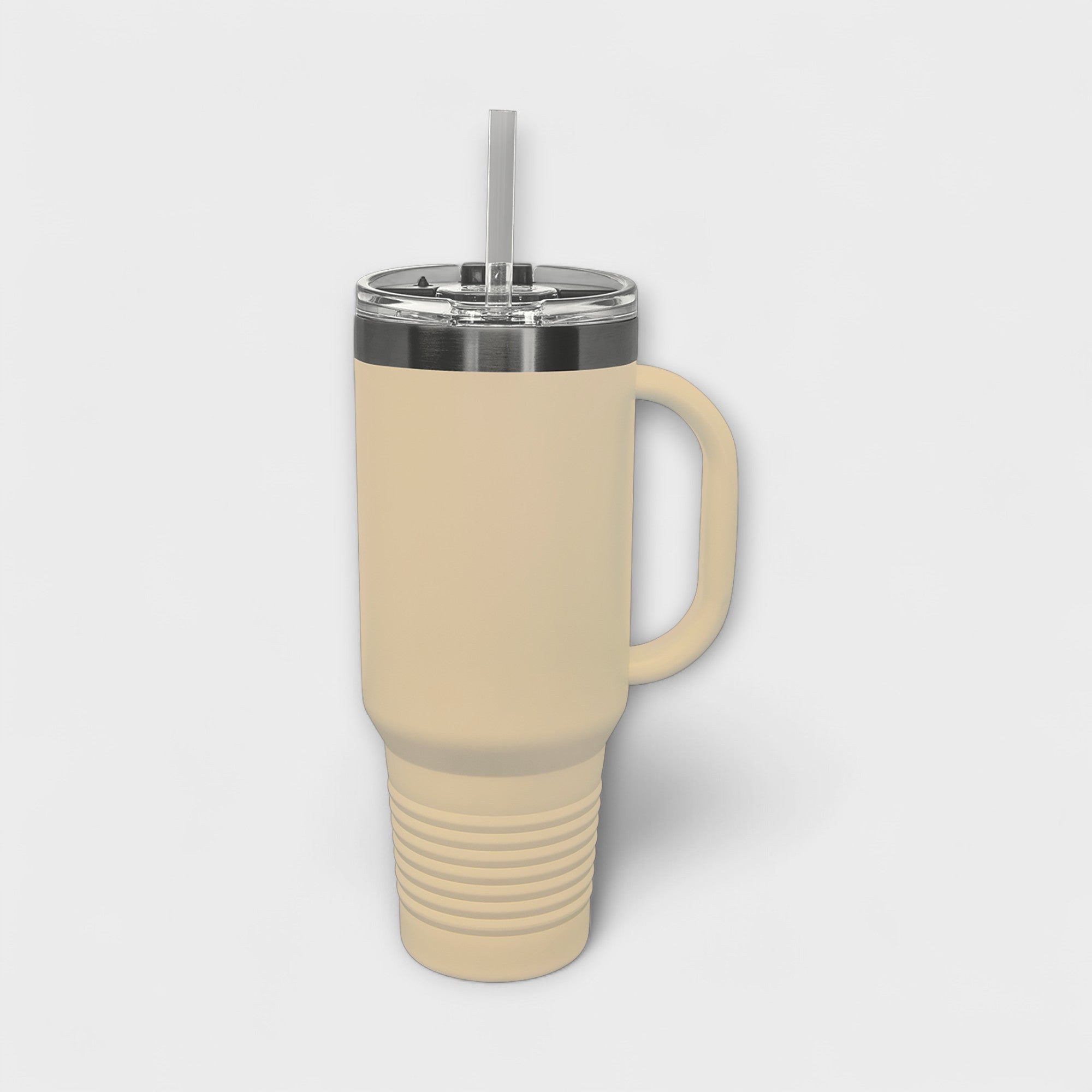 Warm Sand 40 oz Tumbler with Handle with Ghost Black Ring 