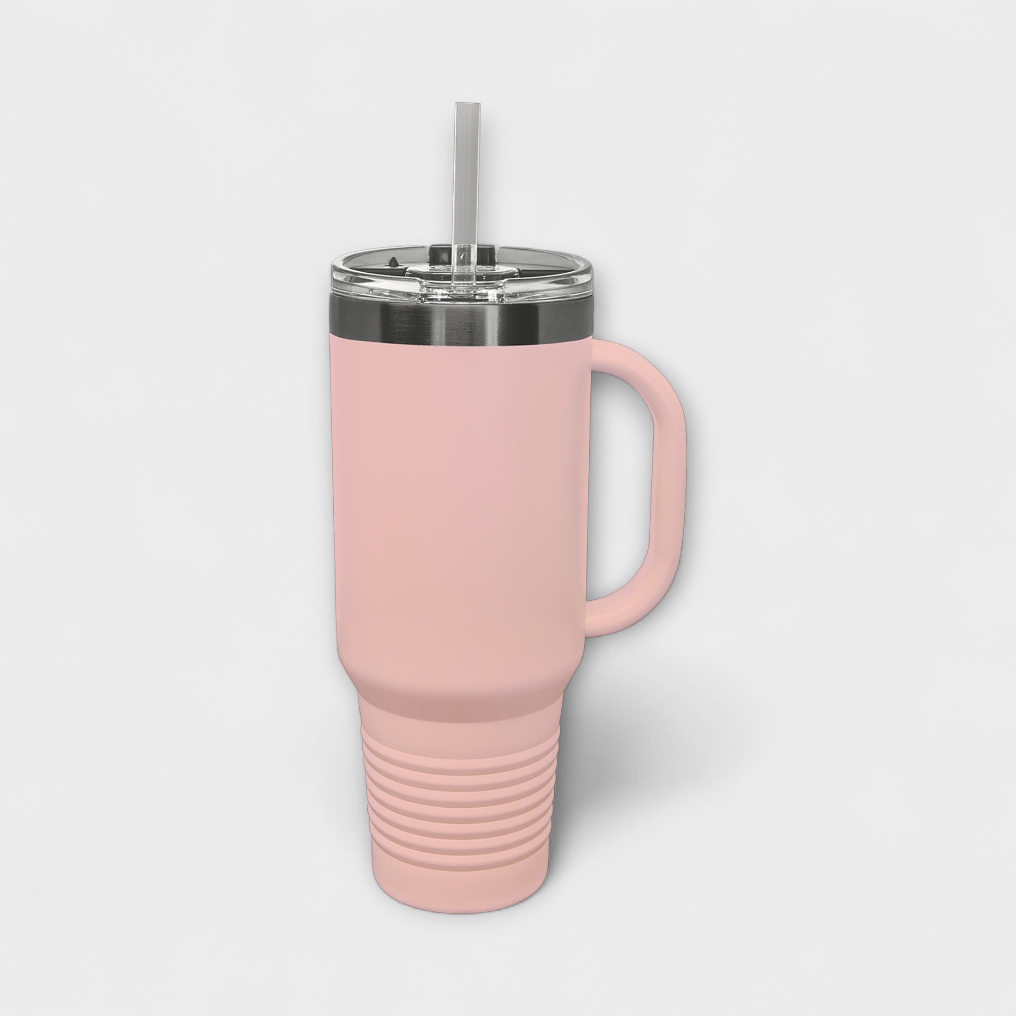 Blush 40 oz Tumbler with Handle with Ghost Black Ring