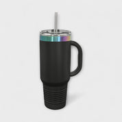 Black 40 oz Tumbler with Handle with Prism Ring