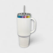 White 40 oz Tumbler with Handle with Prism Ring