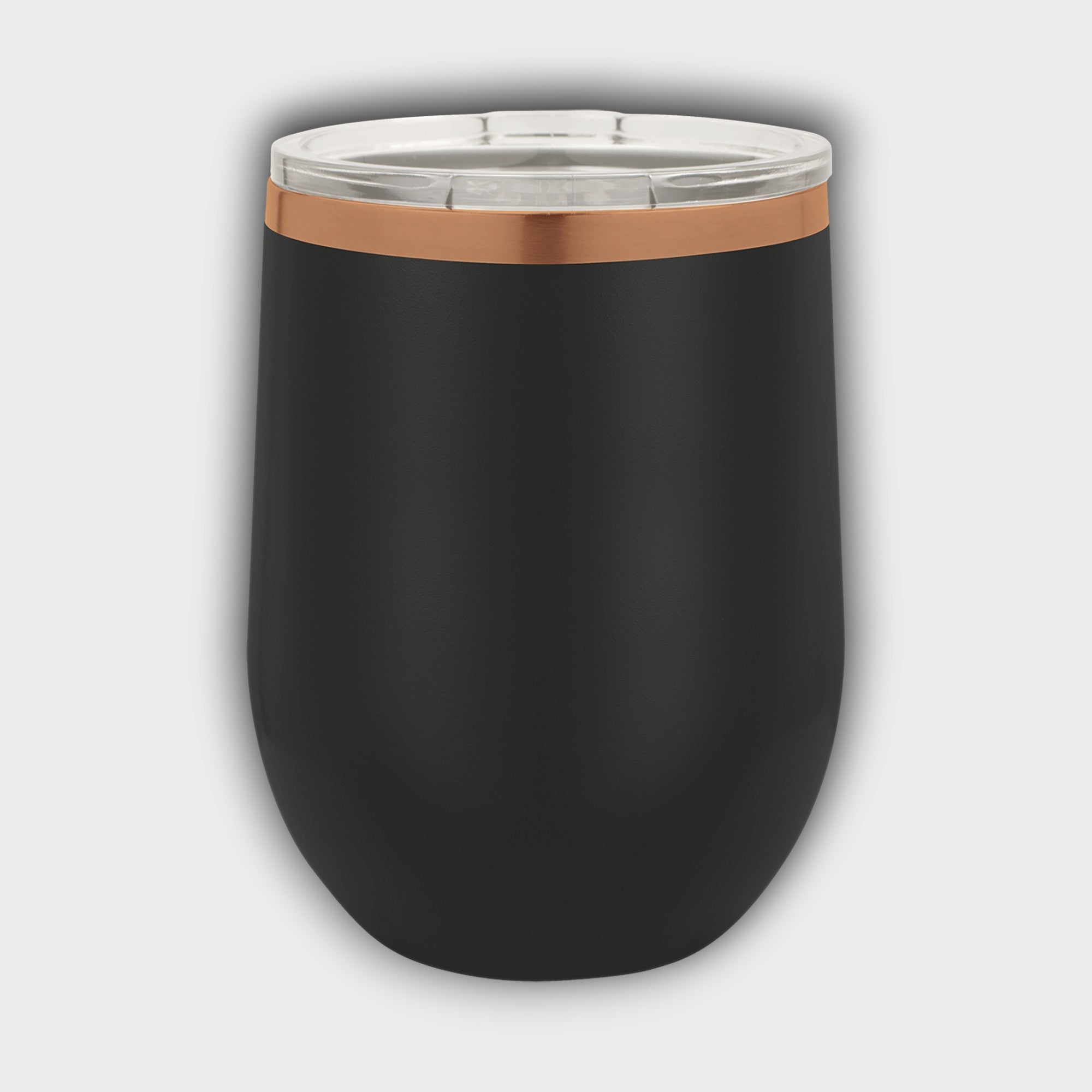 Black 12oz Wine Tumbler with Rose Gold Ring
