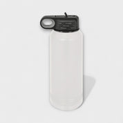 White 32 oz Water Bottle with Ghost Black Ring