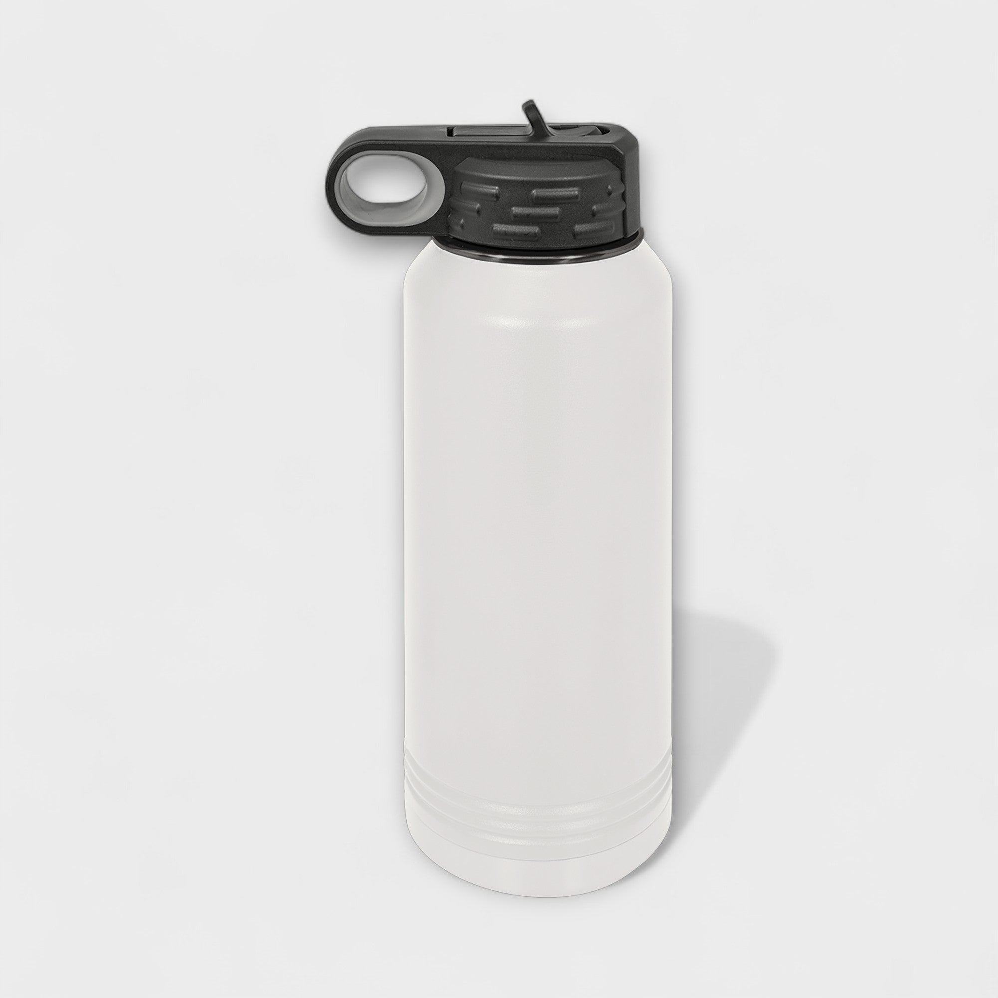 White 32 oz Water Bottle with Ghost Black Ring
