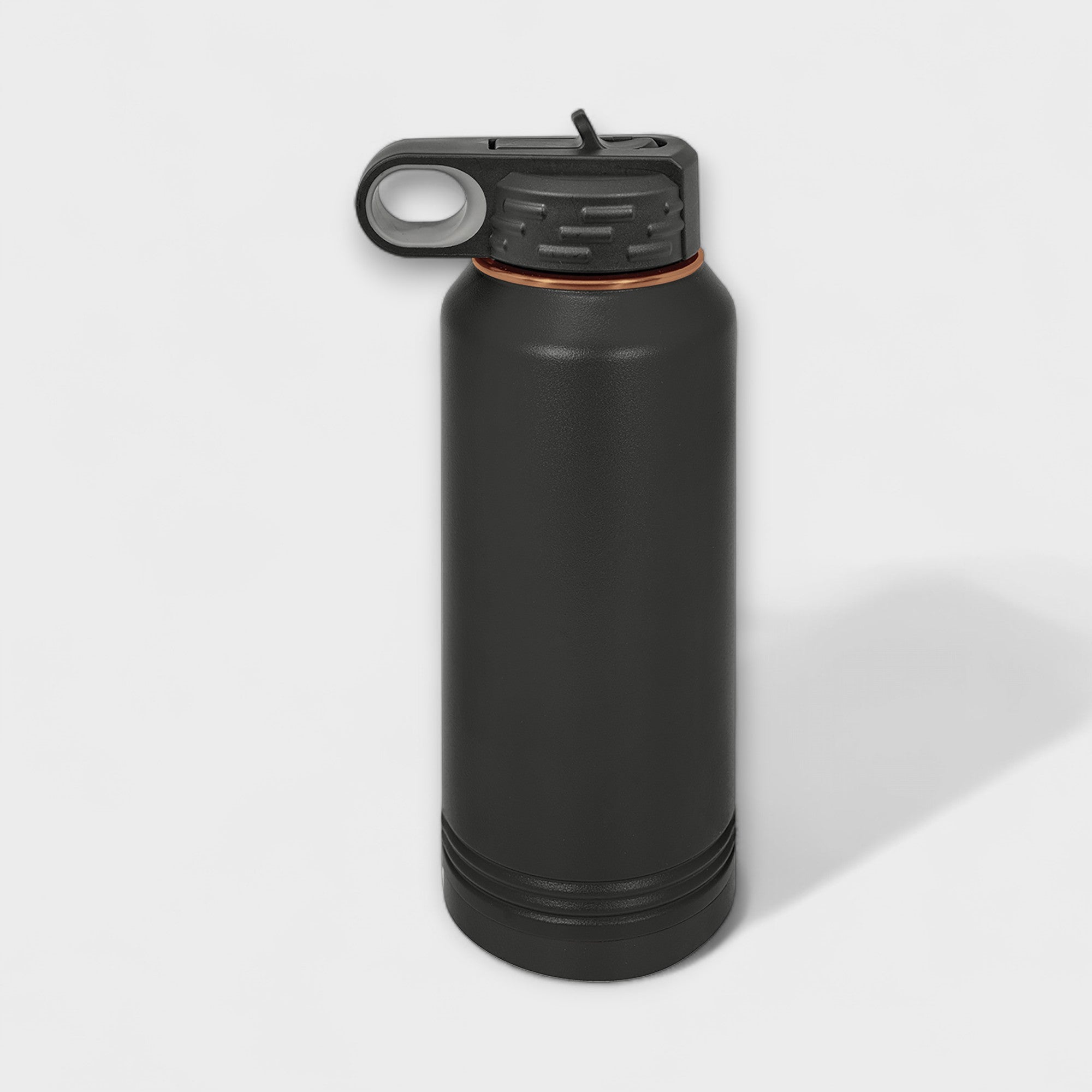 Black 32 oz Water Bottle with Rose Gold Ring