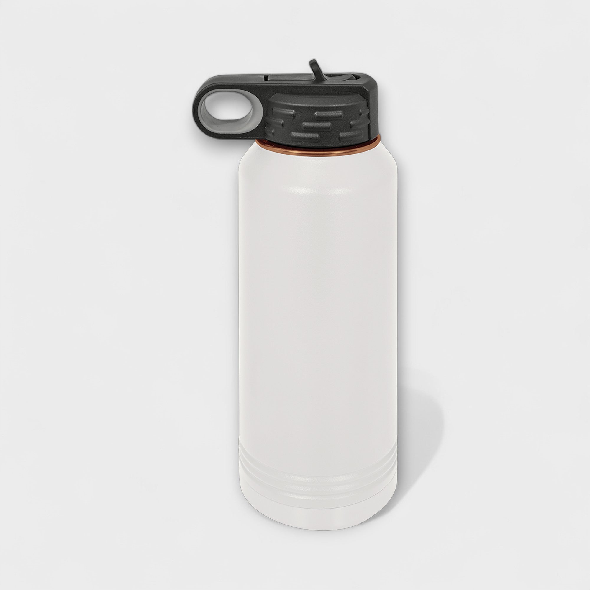 White 32 oz Water Bottle with Rose Gold Ring