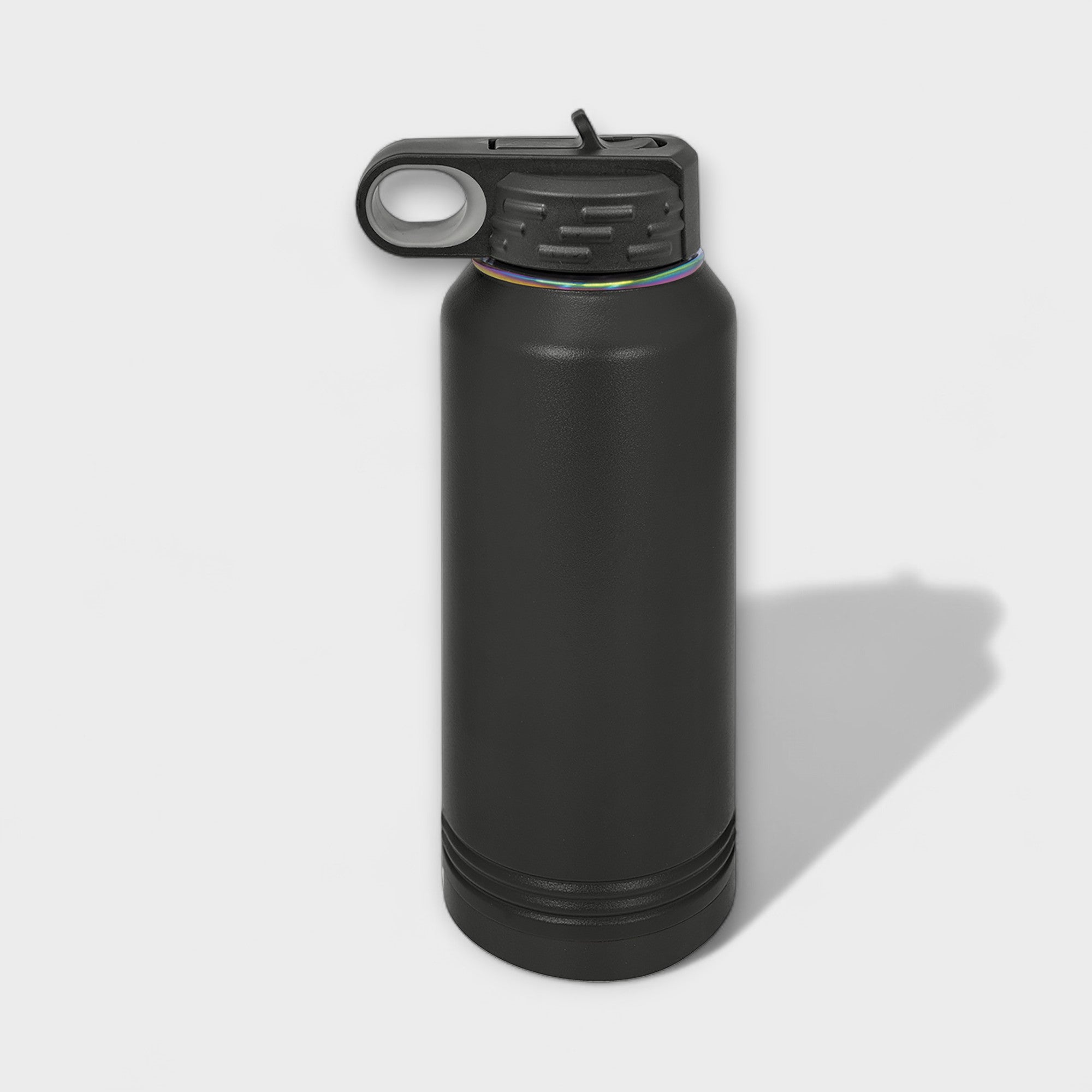 Black 32 oz Water Bottle with Prism Ring