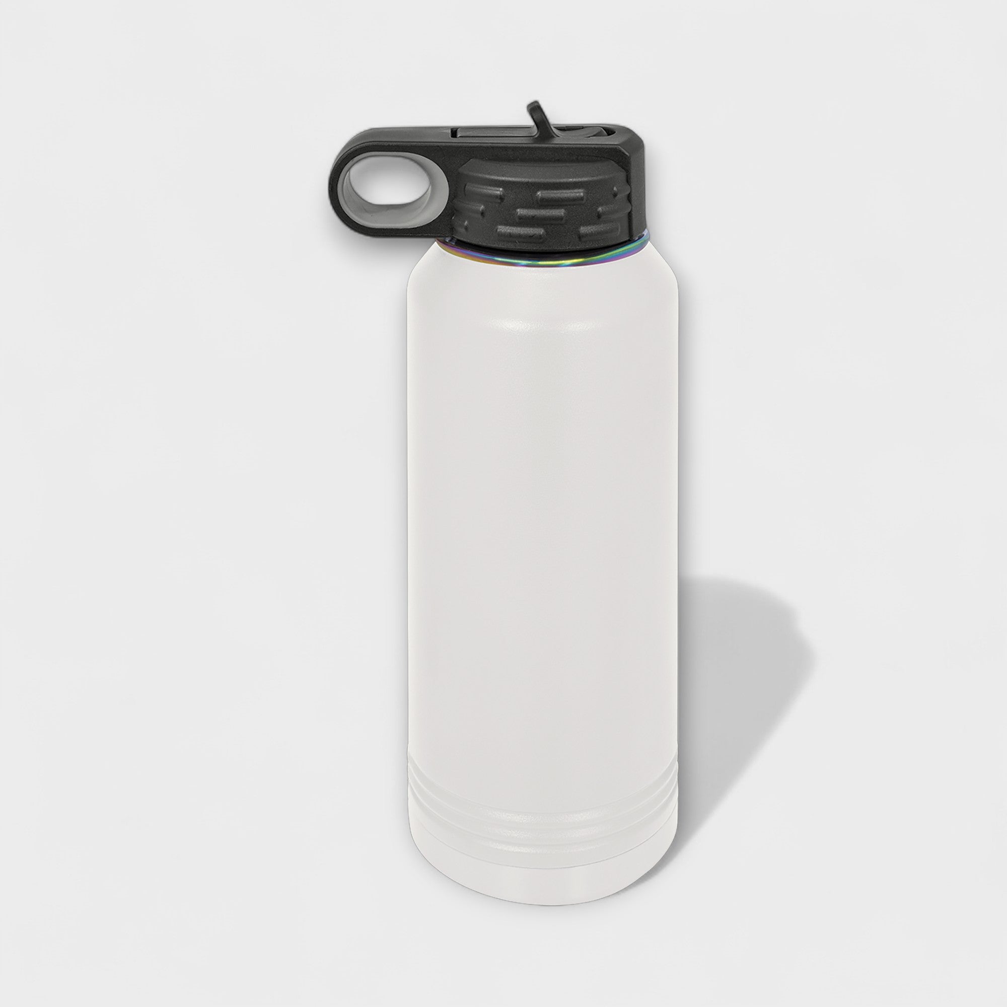 White 32 oz Water Bottle with Prism Ring