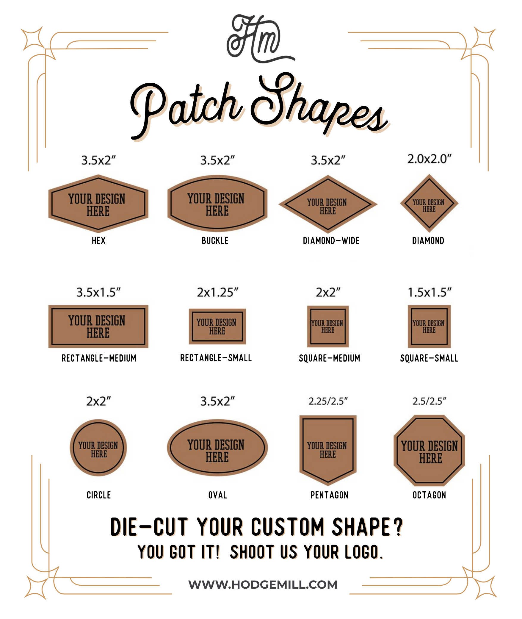 Leather Patch Hat Patch Shape Chart