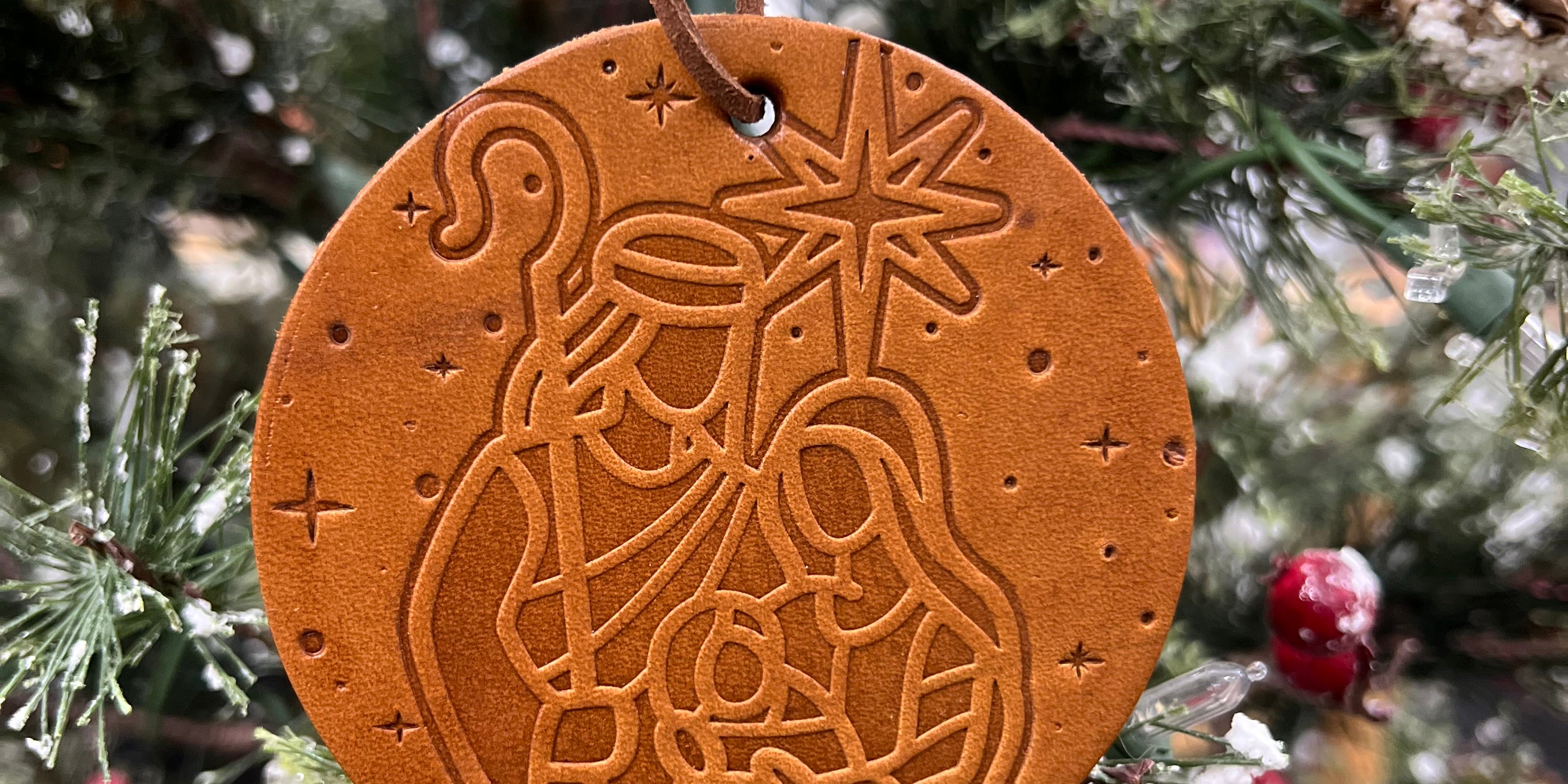 Nativity Leather Ornament 