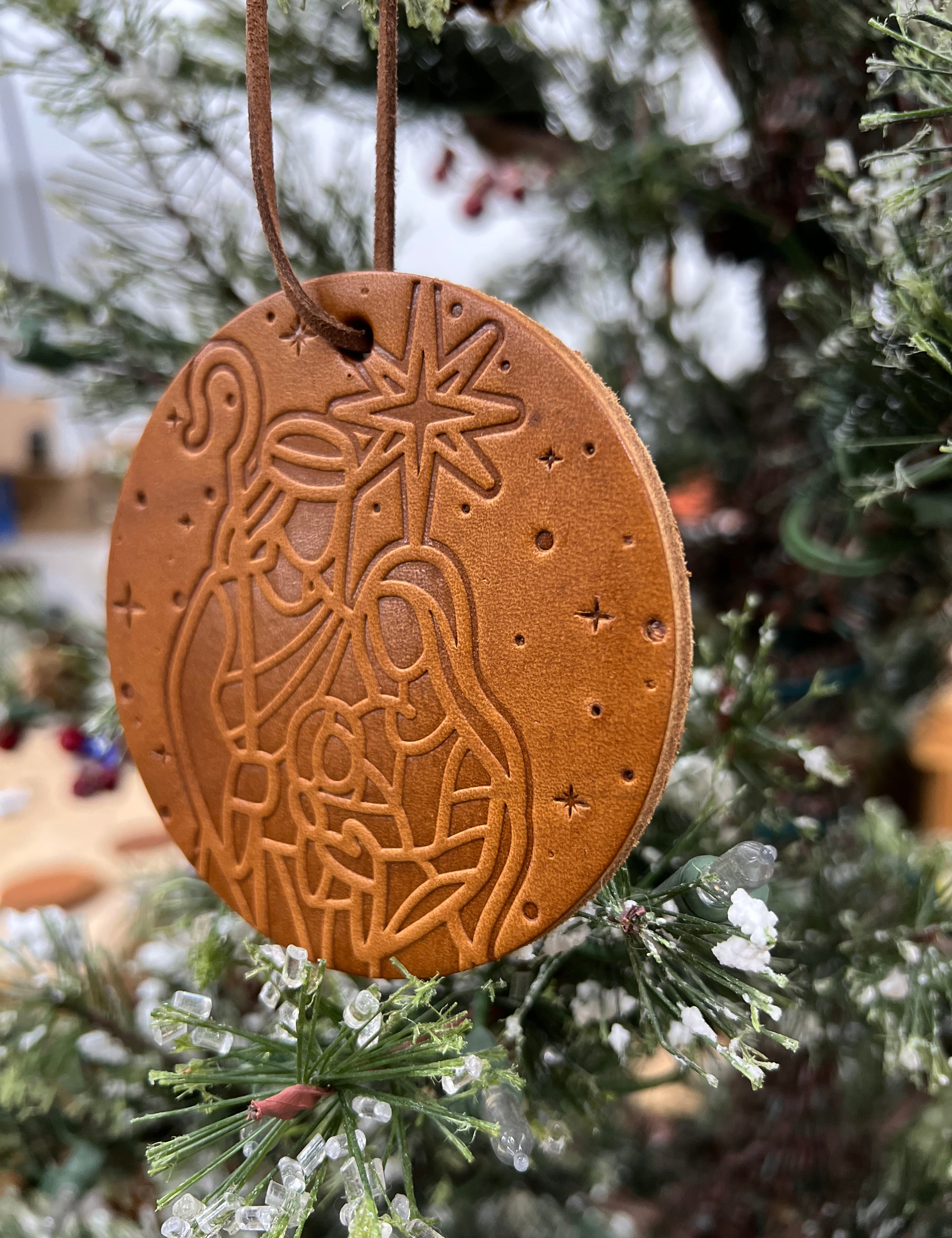 Nativity Leather Ornament 