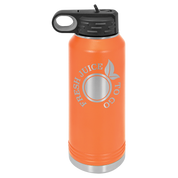 Orange water bottle with personalized fresh juice logo laser engraved
