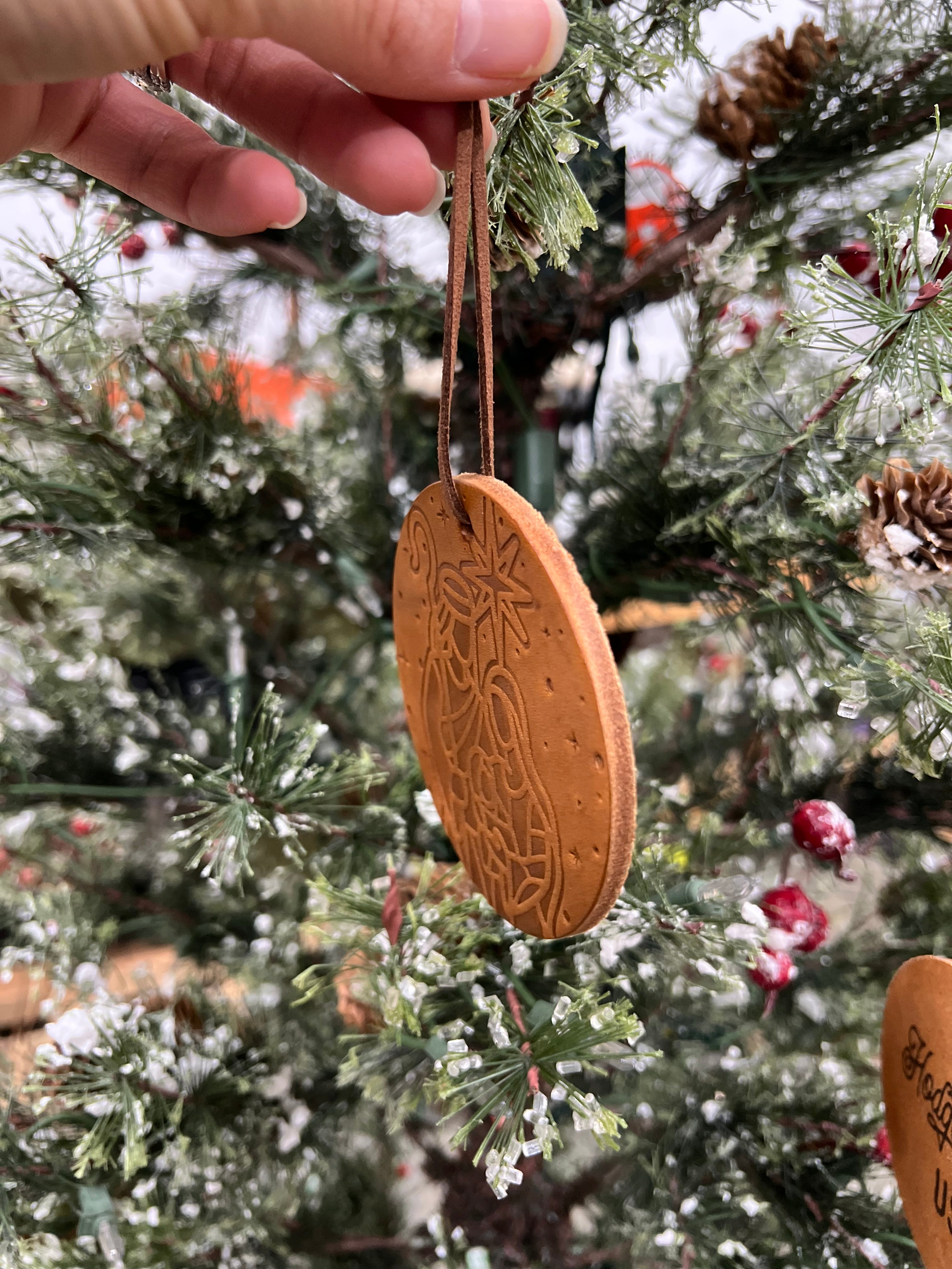 Nativity Leather Ornament 